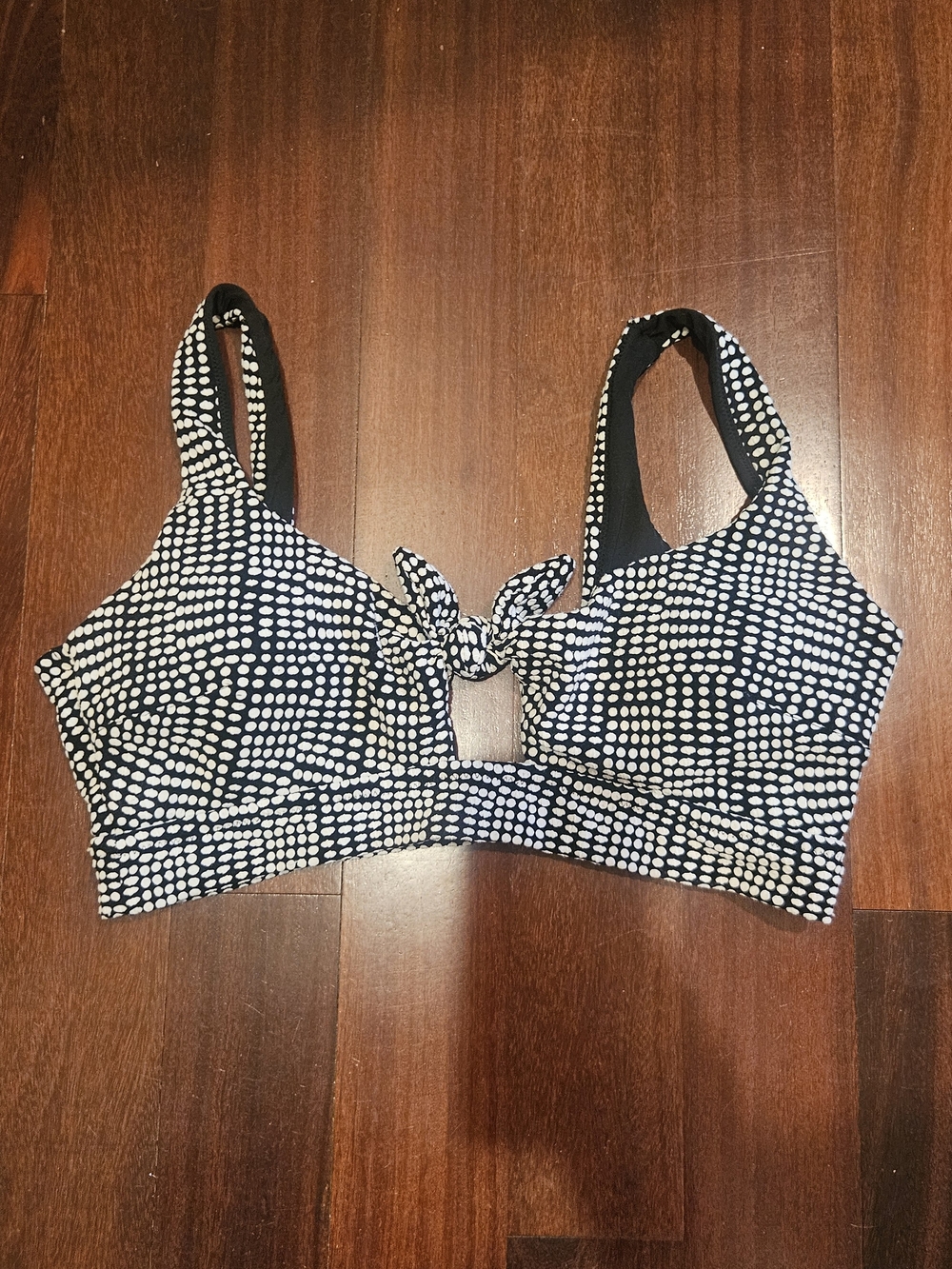 aerie Swim Black & White Dot Bikini Top
